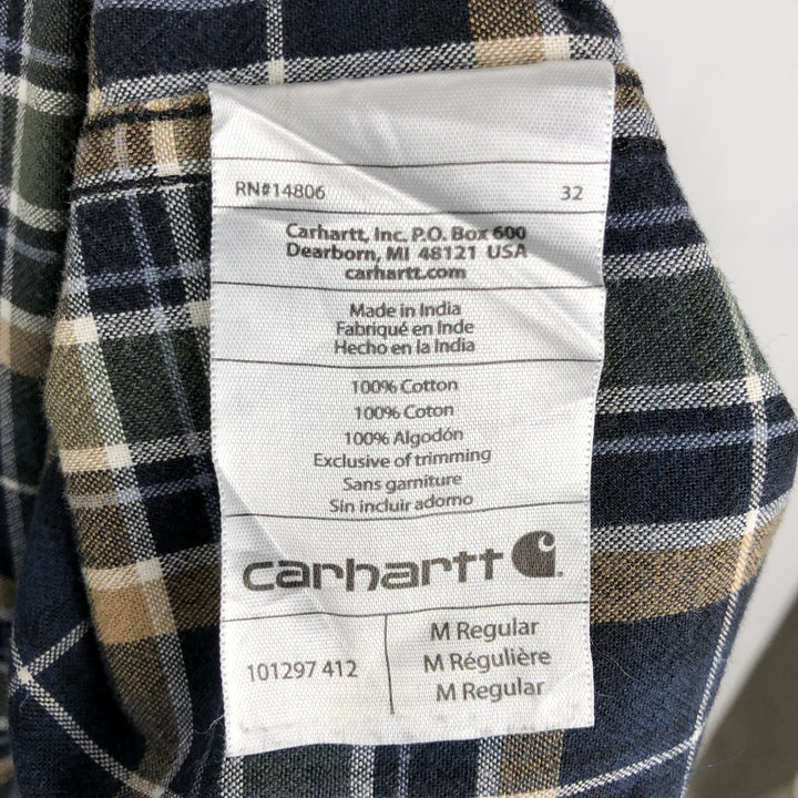 Carhartt Relaxed Fit Check Pattern Long Sleeve Button Down Work Shirt, Men's Medium cotton Green type dark green Vintage Second Hand