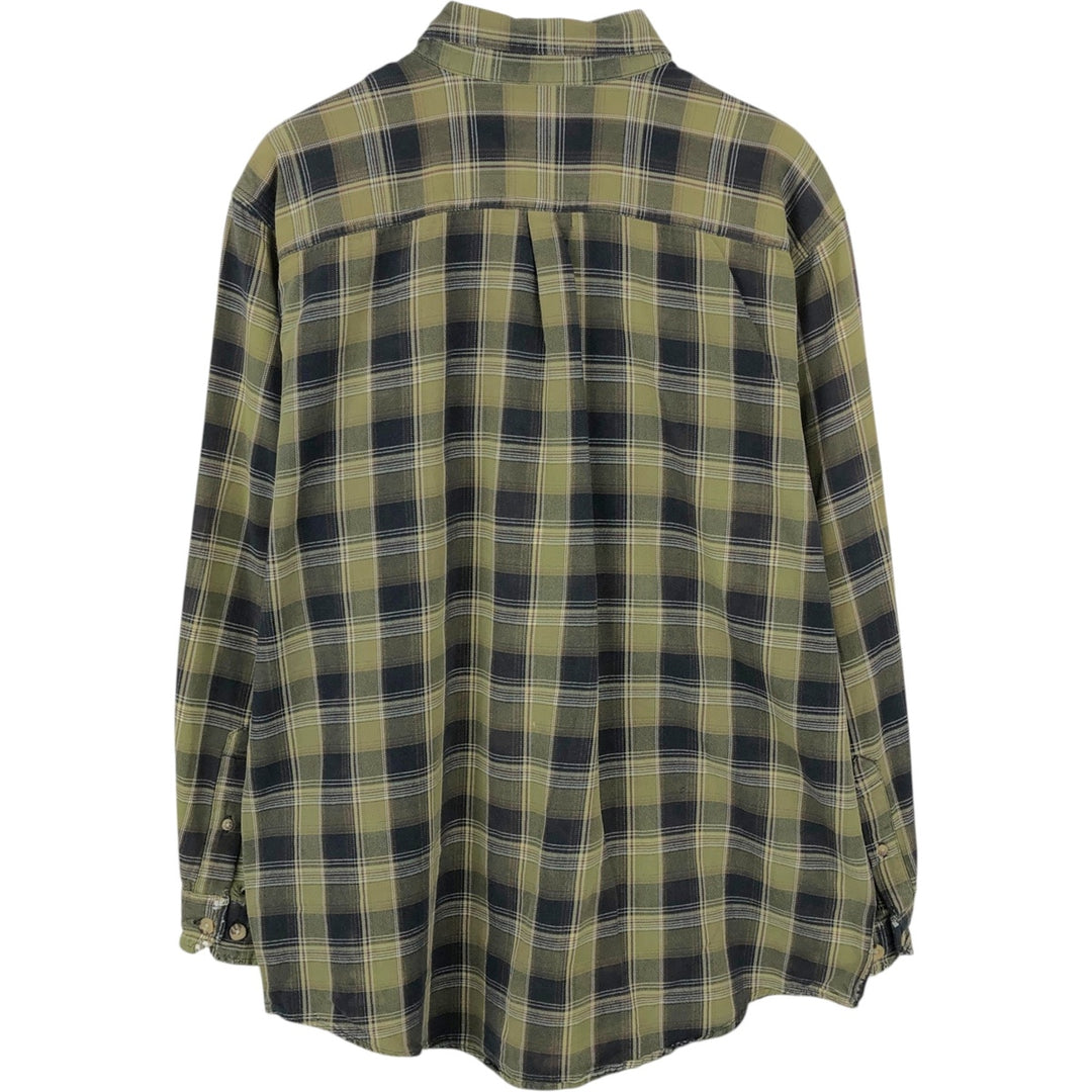 Carhartt Check Pattern Long Sleeve Button-Down Work Shirt, Men's Size L cotton green type yellow green Vintage Second Hand