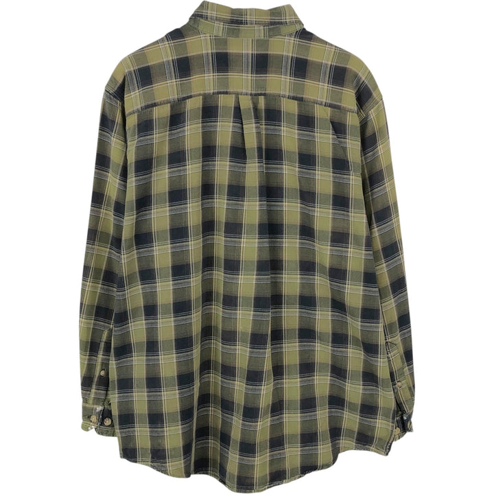 Carhartt Check Pattern Long Sleeve Button-Down Work Shirt, Men's Size L cotton green type yellow green Vintage Second Hand