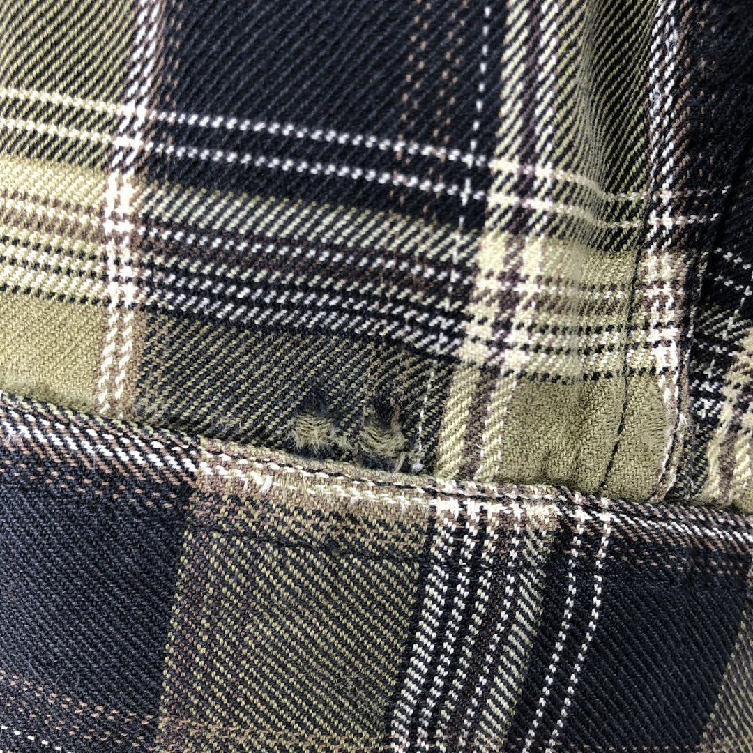 Carhartt Check Pattern Long Sleeve Button-Down Work Shirt, Men's Size L cotton green type yellow green Vintage Second Hand