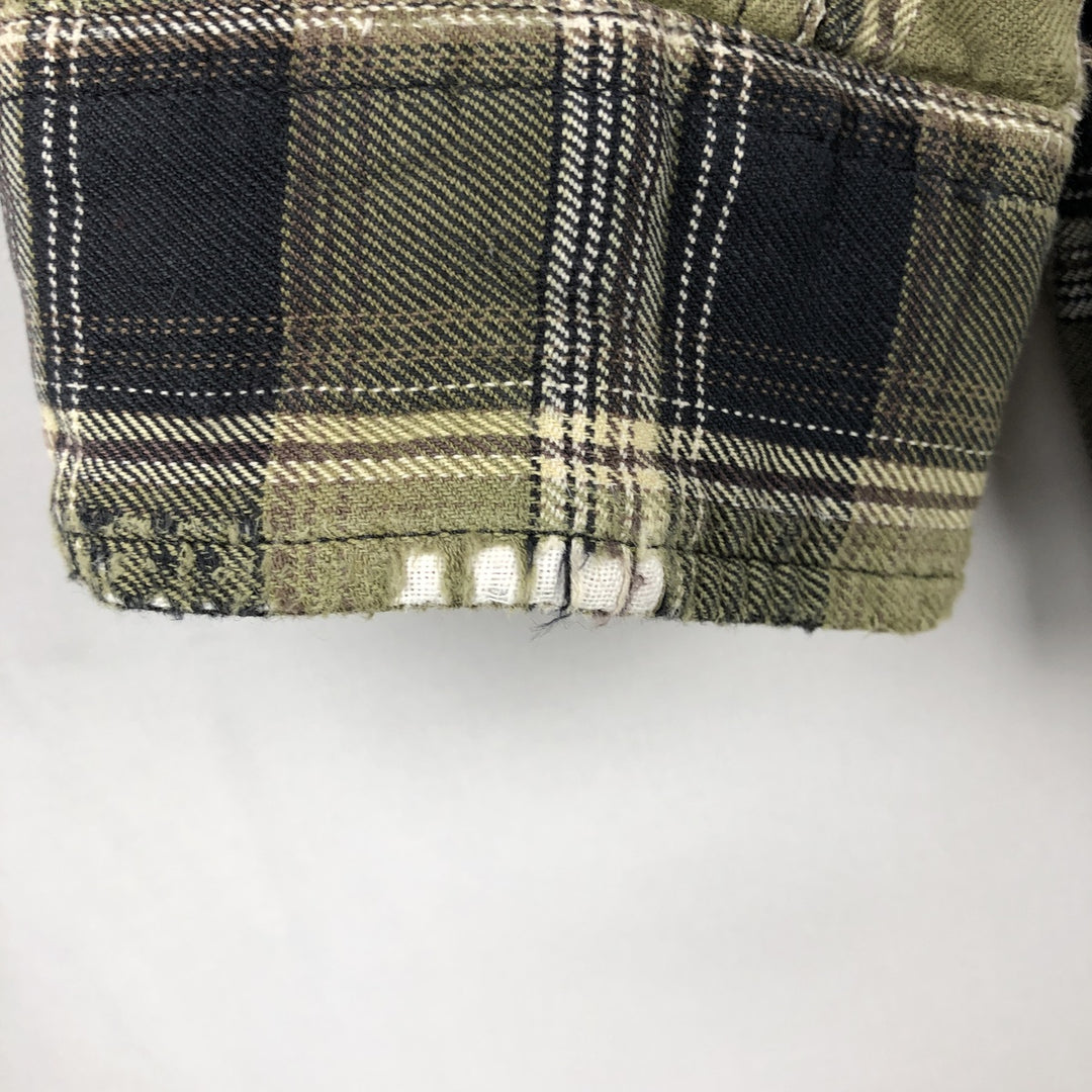 Carhartt Check Pattern Long Sleeve Button-Down Work Shirt, Men's Size L cotton green type yellow green Vintage Second Hand