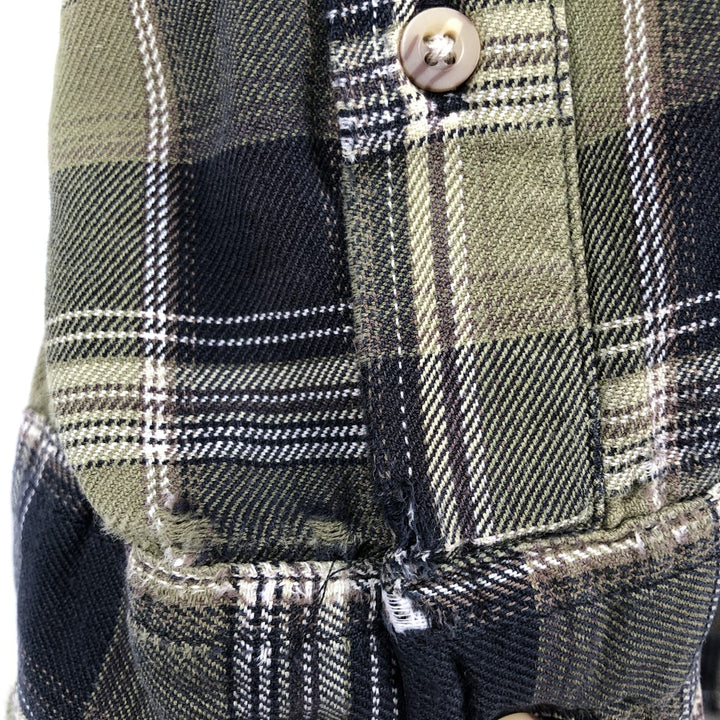 Carhartt Check Pattern Long Sleeve Button-Down Work Shirt, Men's Size L cotton green type yellow green Vintage Second Hand