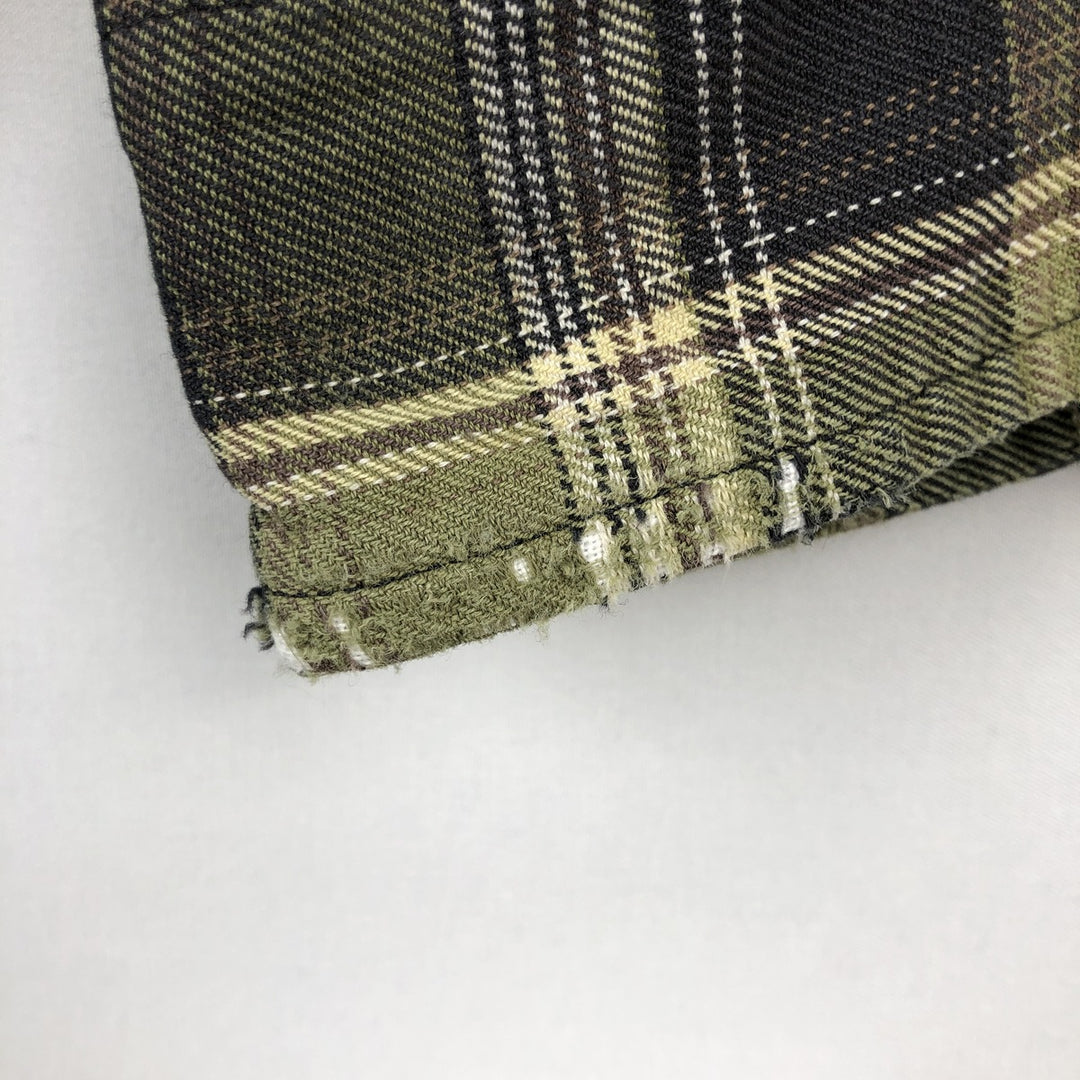 Carhartt Check Pattern Long Sleeve Button-Down Work Shirt, Men's Size L cotton green type yellow green Vintage Second Hand