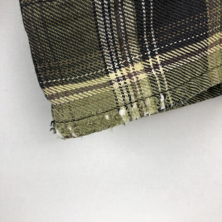 Carhartt Check Pattern Long Sleeve Button-Down Work Shirt, Men's Size L cotton green type yellow green Vintage Second Hand
