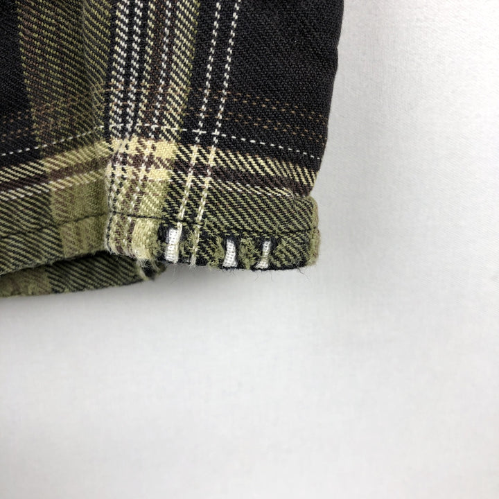 Carhartt Check Pattern Long Sleeve Button-Down Work Shirt, Men's Size L cotton green type yellow green Vintage Second Hand