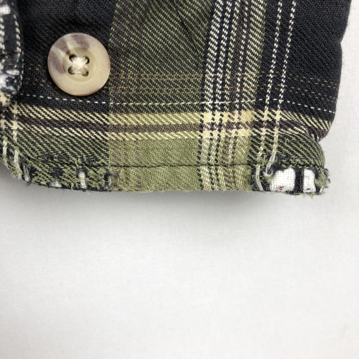 Carhartt Check Pattern Long Sleeve Button-Down Work Shirt, Men's Size L cotton green type yellow green Vintage Second Hand