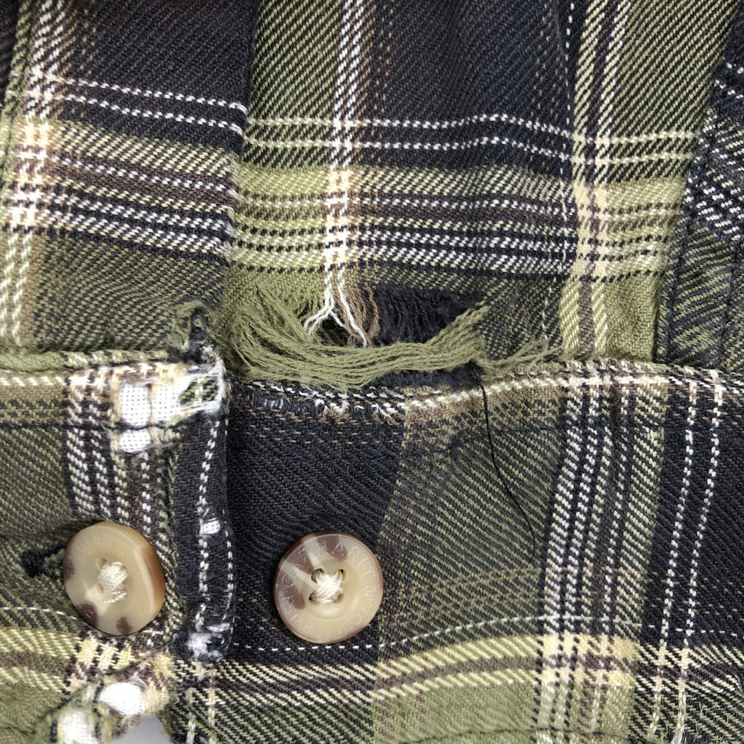 Carhartt Check Pattern Long Sleeve Button-Down Work Shirt, Men's Size L cotton green type yellow green Vintage Second Hand