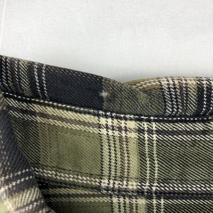 Carhartt Check Pattern Long Sleeve Button-Down Work Shirt, Men's Size L cotton green type yellow green Vintage Second Hand