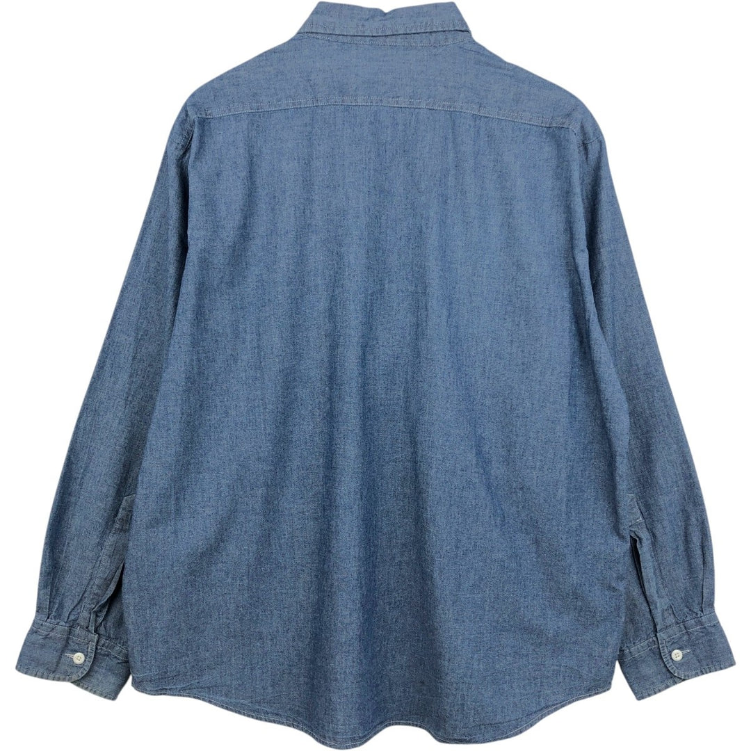 80'S Osh Kosh Long-Sleeve Chambray Shirt, Men's Size XL (Equivalent), Vintage unclear blue type Vintage Second Hand