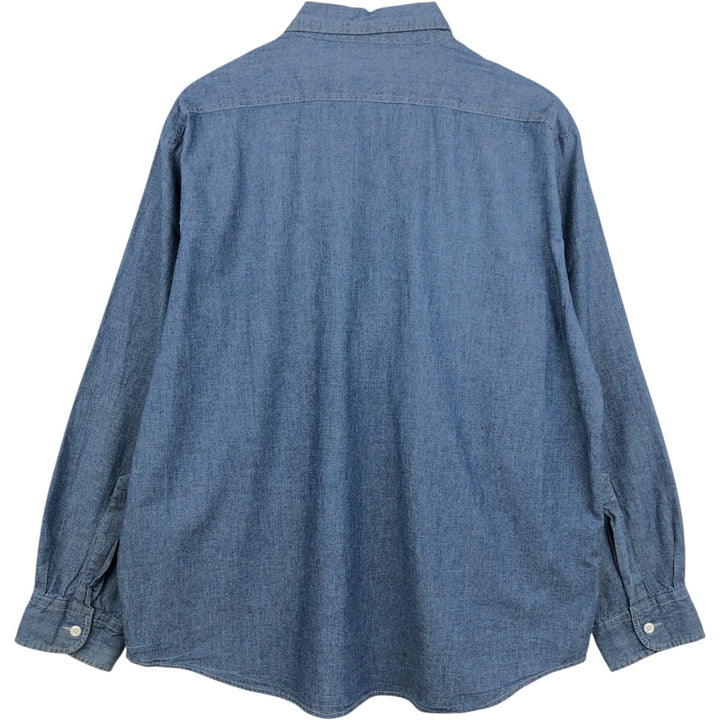 80'S Osh Kosh Long-Sleeve Chambray Shirt, Men's Size XL (Equivalent), Vintage unclear blue type Vintage Second Hand