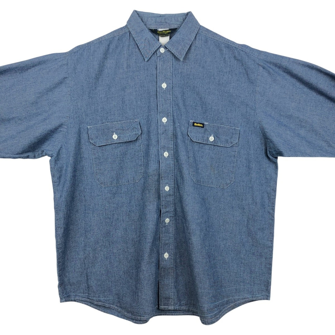 80'S Osh Kosh Long-Sleeve Chambray Shirt, Men's Size XL (Equivalent), Vintage unclear blue type Vintage Second Hand