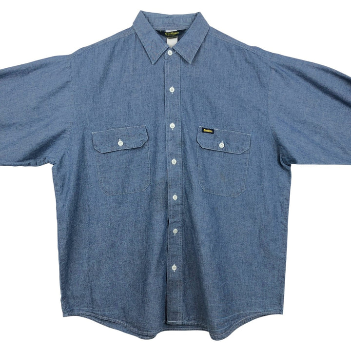 80'S Osh Kosh Long-Sleeve Chambray Shirt, Men's Size XL (Equivalent), Vintage unclear blue type Vintage Second Hand