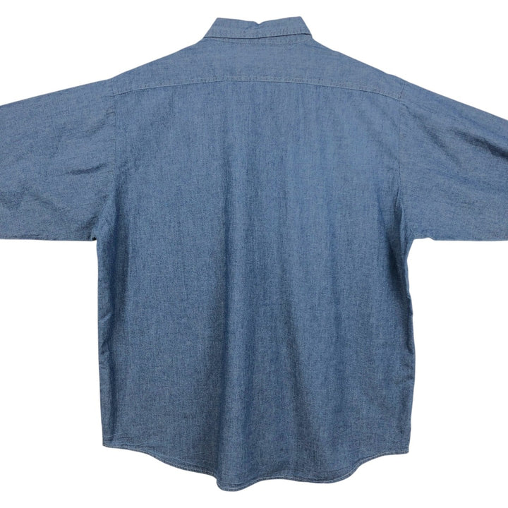 80'S Osh Kosh Long-Sleeve Chambray Shirt, Men's Size XL (Equivalent), Vintage unclear blue type Vintage Second Hand