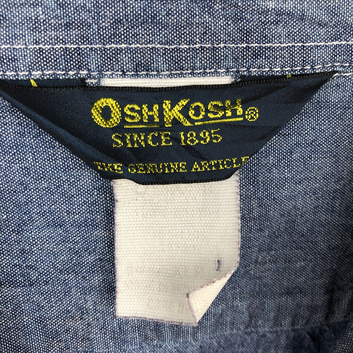 80'S Osh Kosh Long-Sleeve Chambray Shirt, Men's Size XL (Equivalent), Vintage unclear blue type Vintage Second Hand