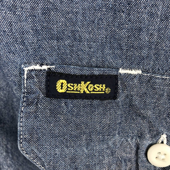 80'S Osh Kosh Long-Sleeve Chambray Shirt, Men's Size XL (Equivalent), Vintage unclear blue type Vintage Second Hand