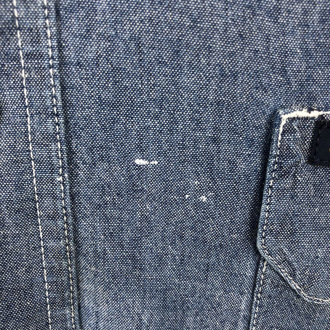 80'S Osh Kosh Long-Sleeve Chambray Shirt, Men's Size XL (Equivalent), Vintage unclear blue type Vintage Second Hand