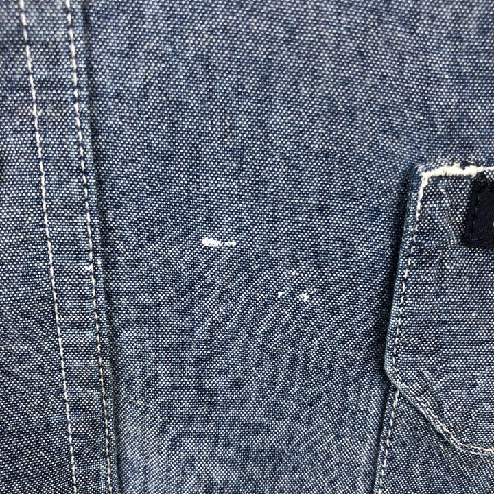 80'S Osh Kosh Long-Sleeve Chambray Shirt, Men's Size XL (Equivalent), Vintage unclear blue type Vintage Second Hand