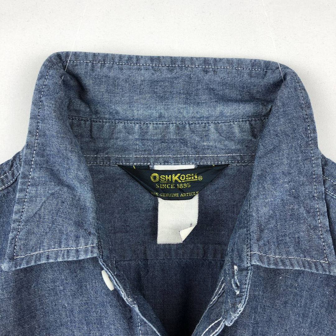 80'S Osh Kosh Long-Sleeve Chambray Shirt, Men's Size XL (Equivalent), Vintage unclear blue type Vintage Second Hand