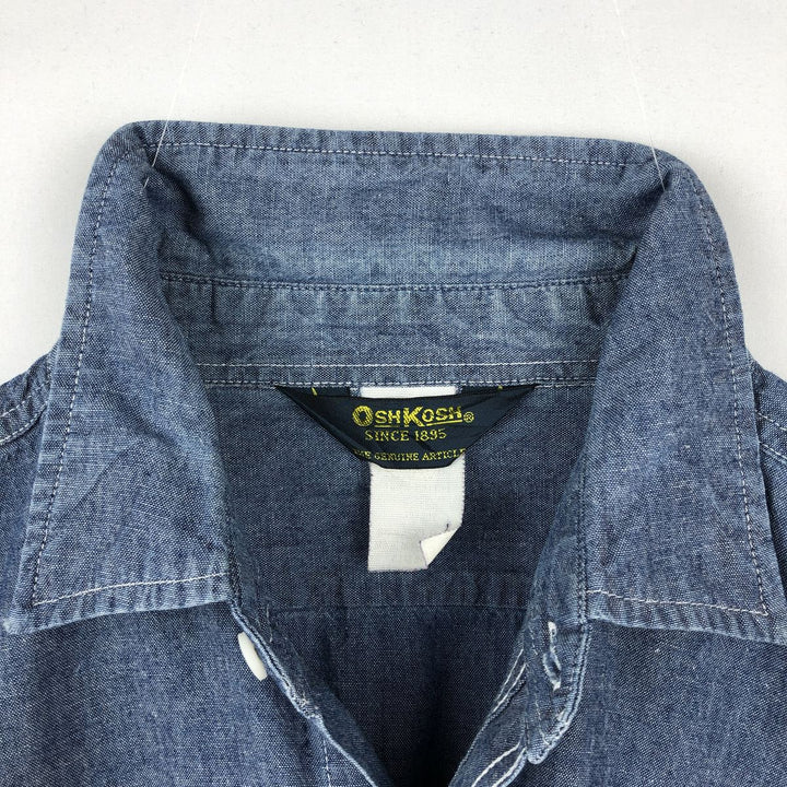 80'S Osh Kosh Long-Sleeve Chambray Shirt, Men's Size XL (Equivalent), Vintage unclear blue type Vintage Second Hand