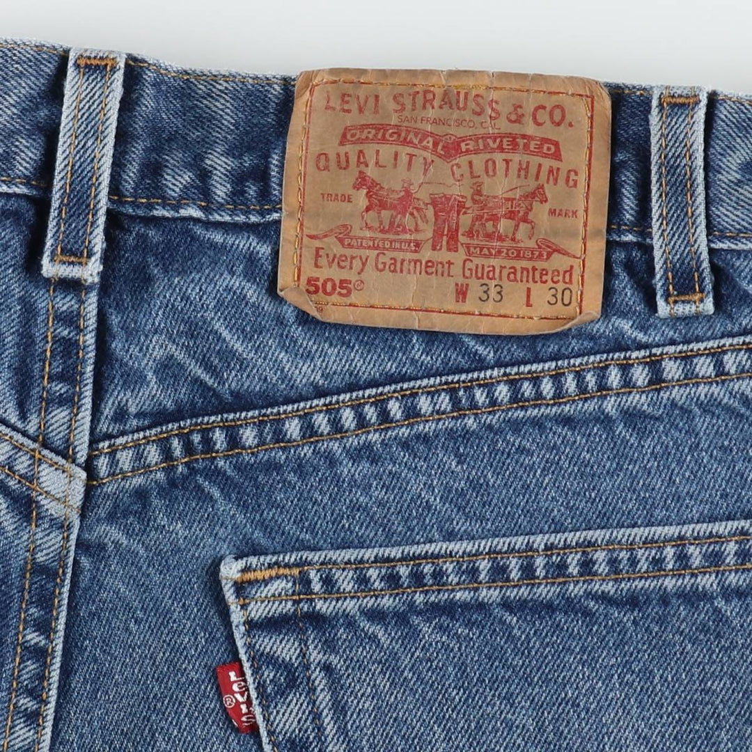 00'S Levi's 505 REGULAR FIT STRAIGHT LEG tapered denim pants made in USA, men's size w32 cotton blue type Vintage Second Hand