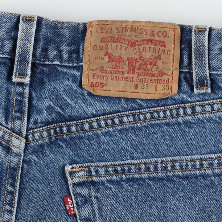 00'S Levi's 505 REGULAR FIT STRAIGHT LEG tapered denim pants made in USA, men's size w32 cotton blue type Vintage Second Hand