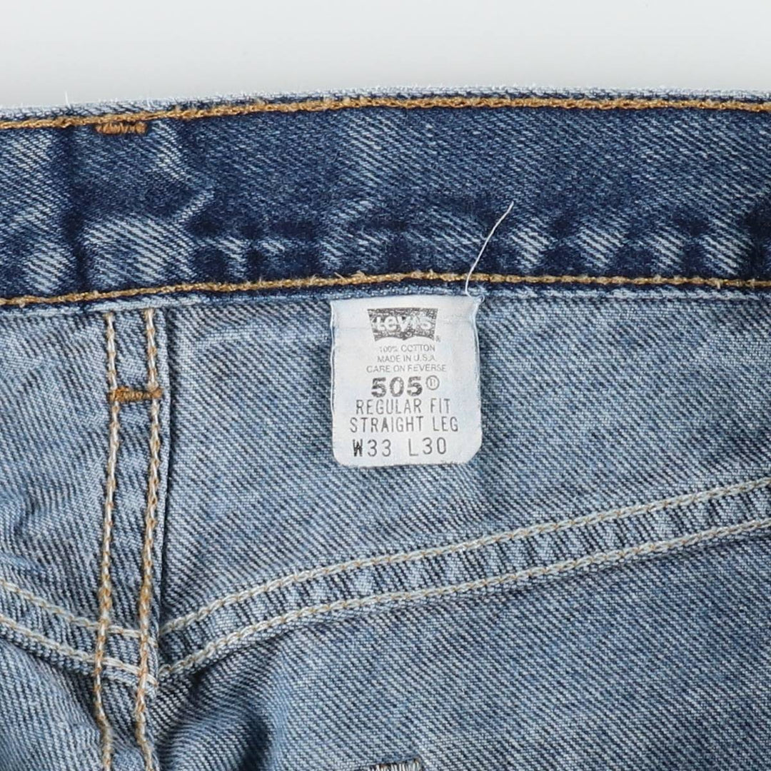 00'S Levi's 505 REGULAR FIT STRAIGHT LEG tapered denim pants made in USA, men's size w32 cotton blue type Vintage Second Hand