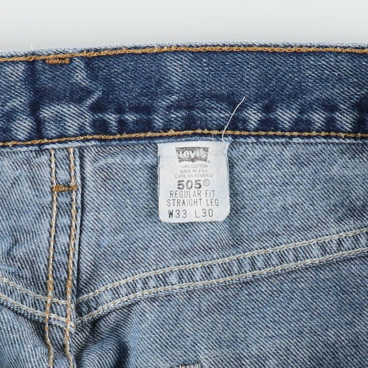 00'S Levi's 505 REGULAR FIT STRAIGHT LEG tapered denim pants made in USA, men's size w32 cotton blue type Vintage Second Hand