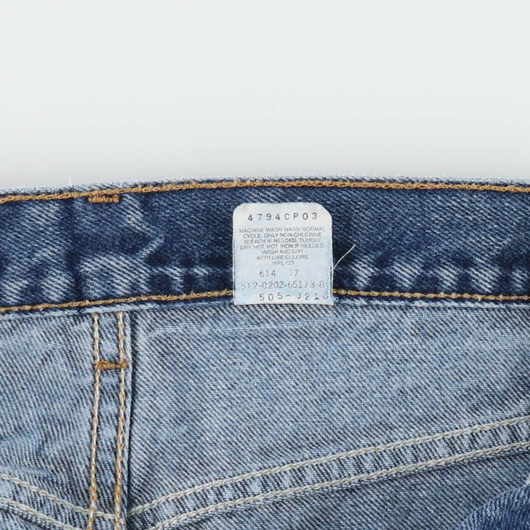 00'S Levi's 505 REGULAR FIT STRAIGHT LEG tapered denim pants made in USA, men's size w32 cotton blue type Vintage Second Hand
