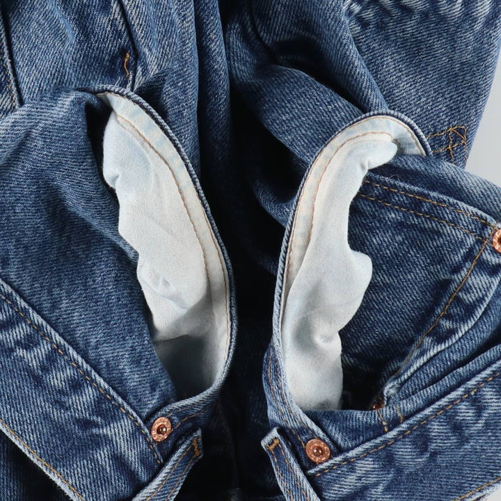00'S Levi's 505 REGULAR FIT STRAIGHT LEG tapered denim pants made in USA, men's size w32 cotton blue type Vintage Second Hand