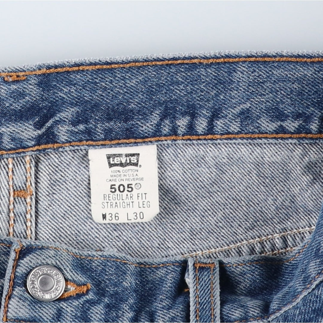 Levi's 505 Regular Fit Straight Leg Tapered Denim Pants, Made in USA, Men's Size W35 (approx.) cotton blue type Vintage Second Hand