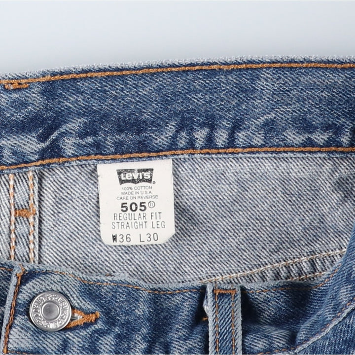 Levi's 505 Regular Fit Straight Leg Tapered Denim Pants, Made in USA, Men's Size W35 (approx.) cotton blue type Vintage Second Hand