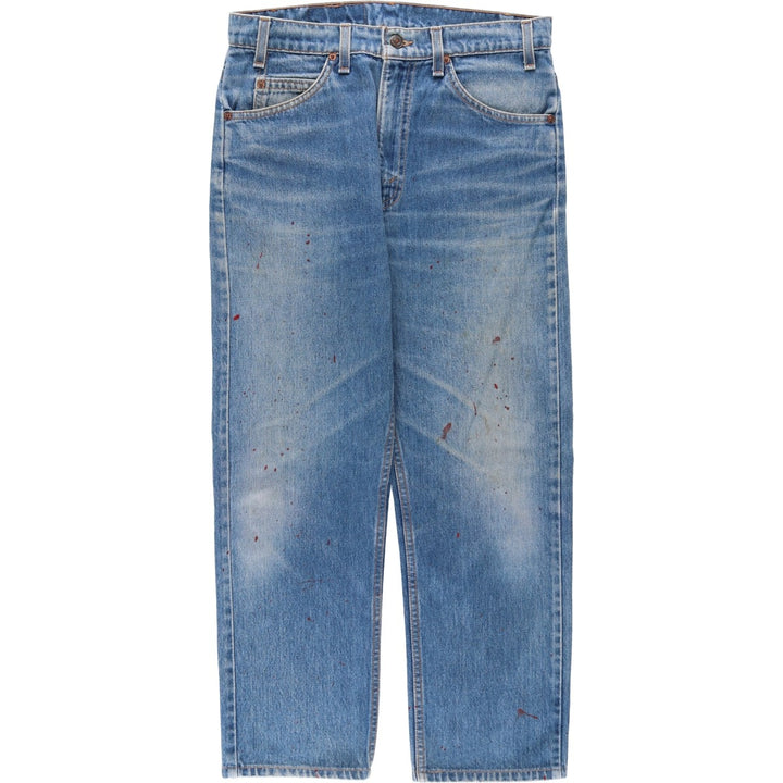 90'S Levi's 40505-0215 Regular Fit Straight Leg Orange Tab Tapered Denim Pants, Made in USA, Men's W32 equivalent. unclear blue type Vintage Second Hand