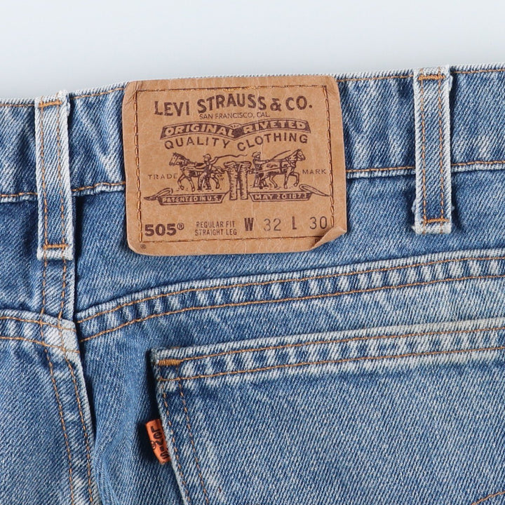 90'S Levi's 40505-0215 Regular Fit Straight Leg Orange Tab Tapered Denim Pants, Made in USA, Men's W32 equivalent. unclear blue type Vintage Second Hand
