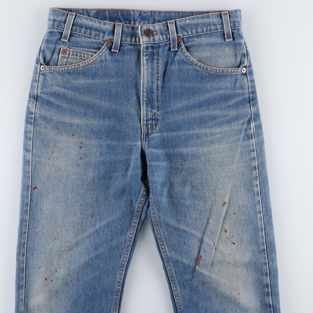 90'S Levi's 40505-0215 Regular Fit Straight Leg Orange Tab Tapered Denim Pants, Made in USA, Men's W32 equivalent. unclear blue type Vintage Second Hand