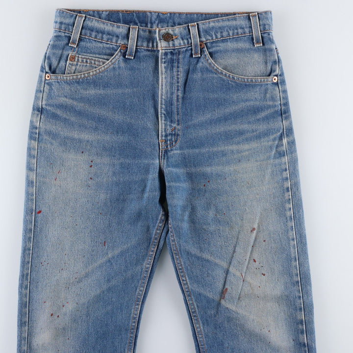 90'S Levi's 40505-0215 Regular Fit Straight Leg Orange Tab Tapered Denim Pants, Made in USA, Men's W32 equivalent. unclear blue type Vintage Second Hand