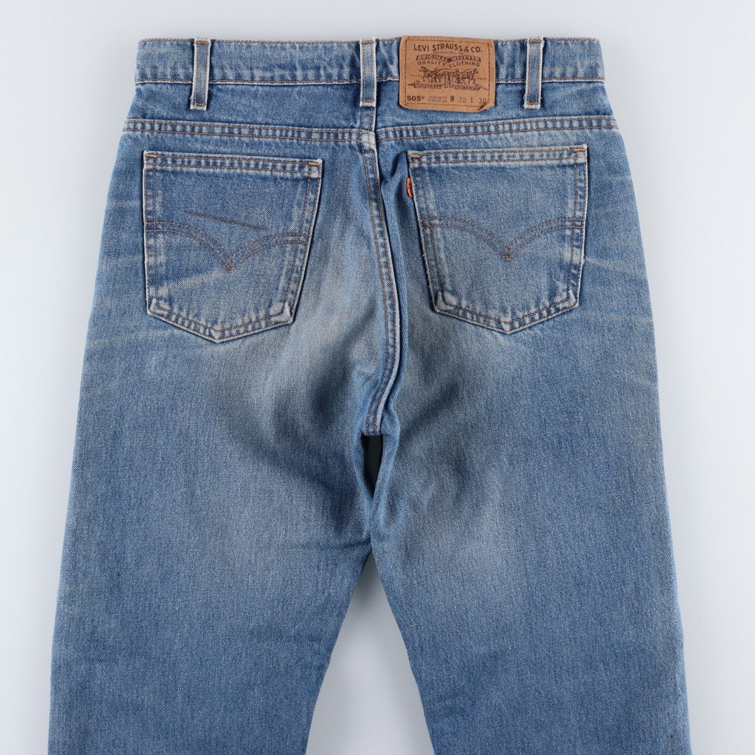 90'S Levi's 40505-0215 Regular Fit Straight Leg Orange Tab Tapered Denim Pants, Made in USA, Men's W32 equivalent. unclear blue type Vintage Second Hand