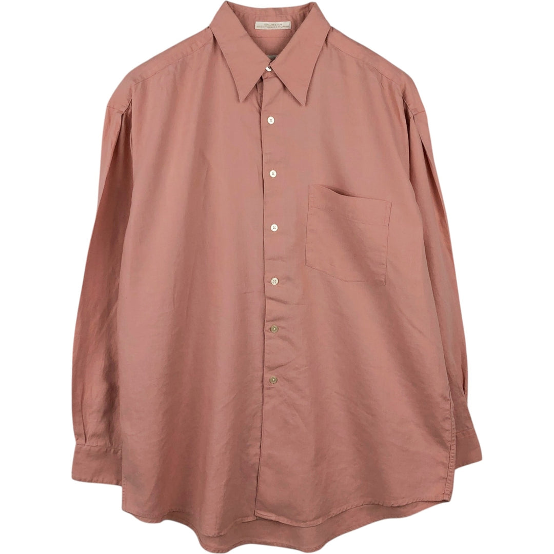 Perry Ellis Long Sleeve Linen Shirt, Men's Size L linen pink type Vintage Second Hand