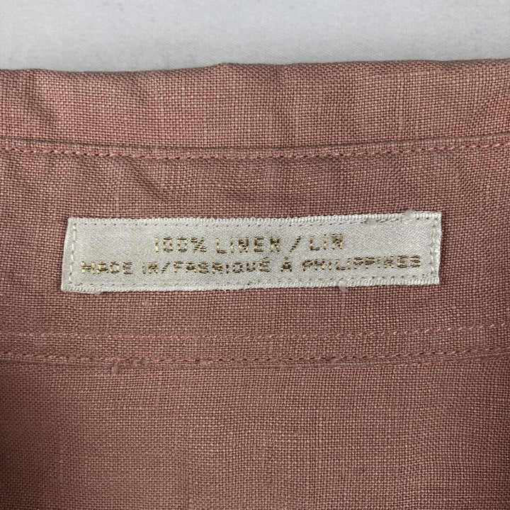 Perry Ellis Long Sleeve Linen Shirt, Men's Size L linen pink type Vintage Second Hand