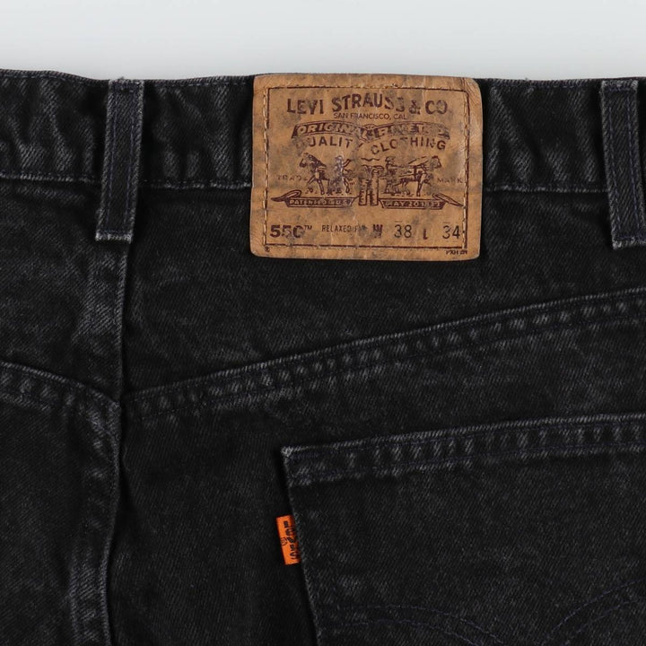 90'S Levi's 550 Relaxed Fit Orange Tab Tapered Denim Pants, Men's W37 (approx.), Vintage cotton black type Vintage Second Hand