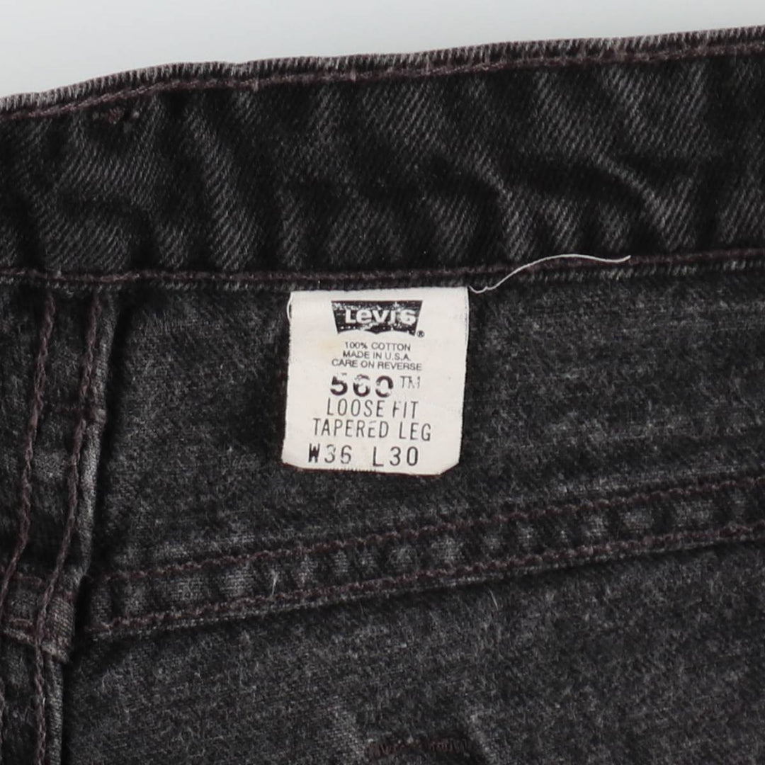 90'S Levi's 560 Loose Fit Tapered Leg Black Denim Pants, Made in USA, Men's Size 35 cotton black type Vintage Second Hand