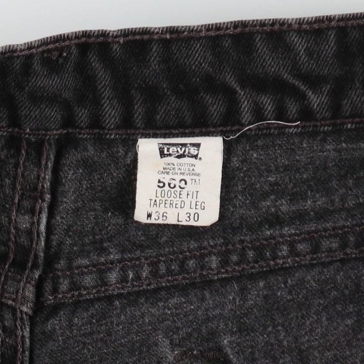 90'S Levi's 560 Loose Fit Tapered Leg Black Denim Pants, Made in USA, Men's Size 35 cotton black type Vintage Second Hand