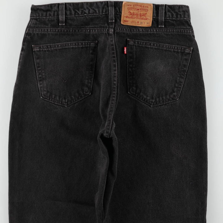 90'S Levi's 560 Loose Fit Tapered Leg Black Denim Pants, Made in USA, Men's Size 35 cotton black type Vintage Second Hand