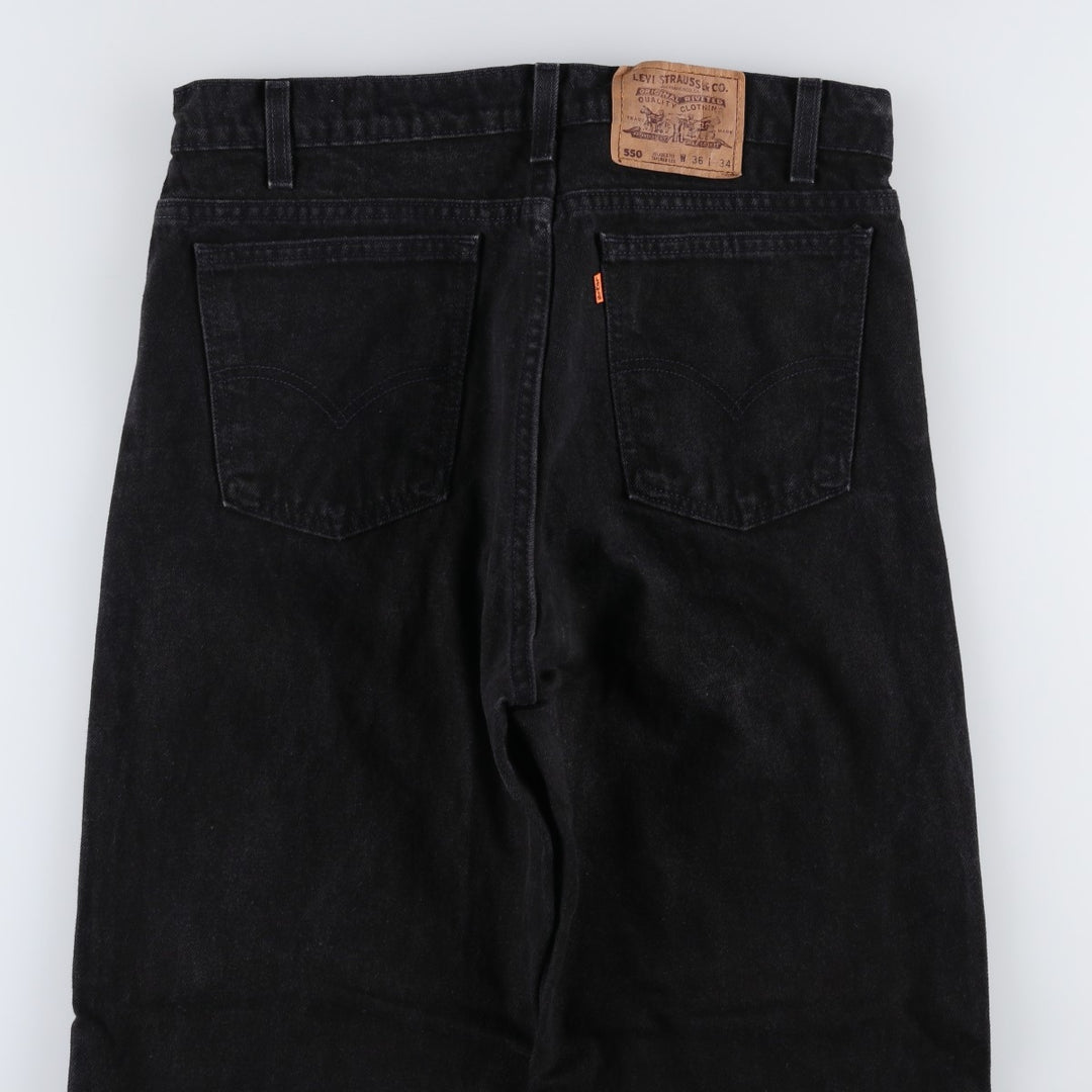 90'S Levi's 550 Relaxed Fit Tapered Leg Black Denim Tapered Jeans, Made in USA, Men's W35 (approx.) cotton black type Vintage Second Hand