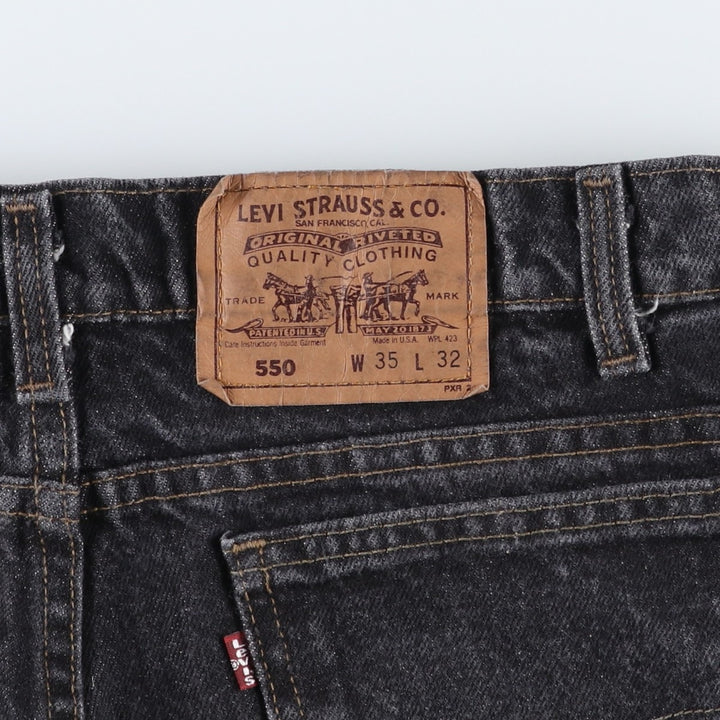 1990'S Levi's 40550-0259 Black Denim Tapered Jeans, Made in USA, Men's Size W34 (approx.), Vintage cotton black type Vintage Second Hand