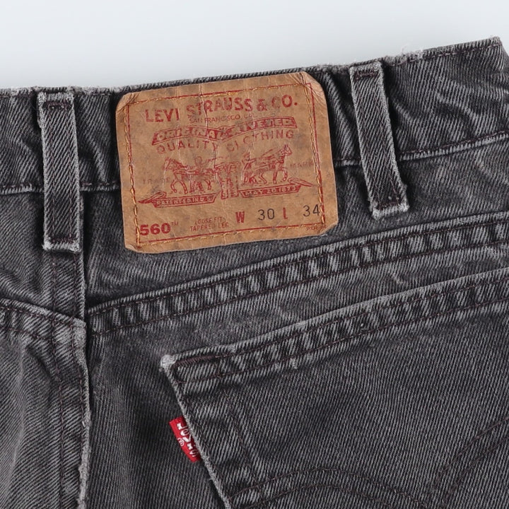 90'S Levi's 560 Loose Fit Tapered Leg Black Denim Tapered Jeans, Made in USA, Men's Size W29 (approx.), Vintage cotton black type Vintage Second Hand