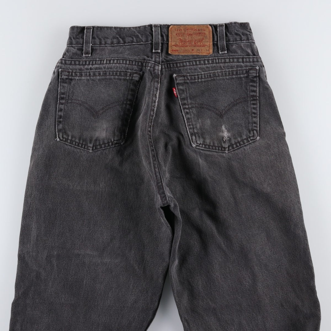 90'S Levi's 560 Loose Fit Tapered Leg Black Denim Tapered Jeans, Made in USA, Men's Size W29 (approx.), Vintage cotton black type Vintage Second Hand