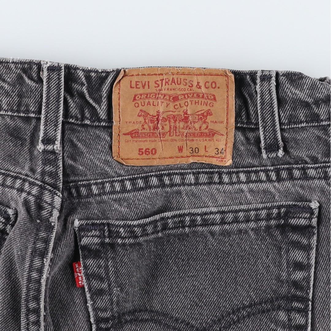 1990'S Levi's 560-0260 Black Denim Tapered Jeans, Made in USA, Men's W30 (approx.), Vintage cotton black type Vintage Second Hand