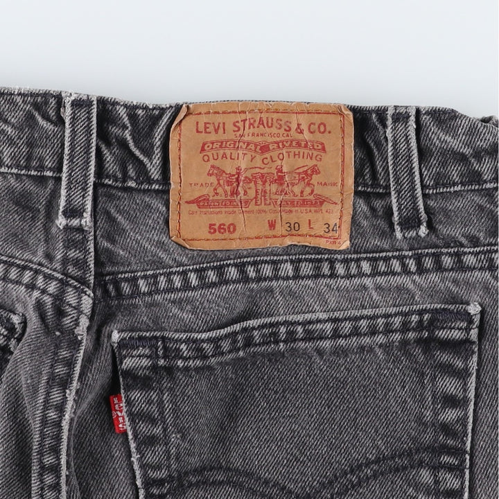 1990'S Levi's 560-0260 Black Denim Tapered Jeans, Made in USA, Men's W30 (approx.), Vintage cotton black type Vintage Second Hand