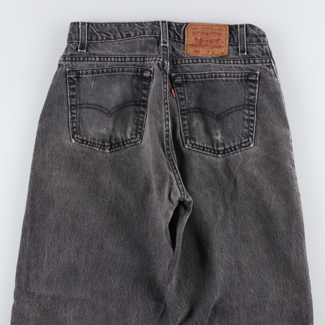 1990'S Levi's 560-0260 Black Denim Tapered Jeans, Made in USA, Men's W30 (approx.), Vintage cotton black type Vintage Second Hand