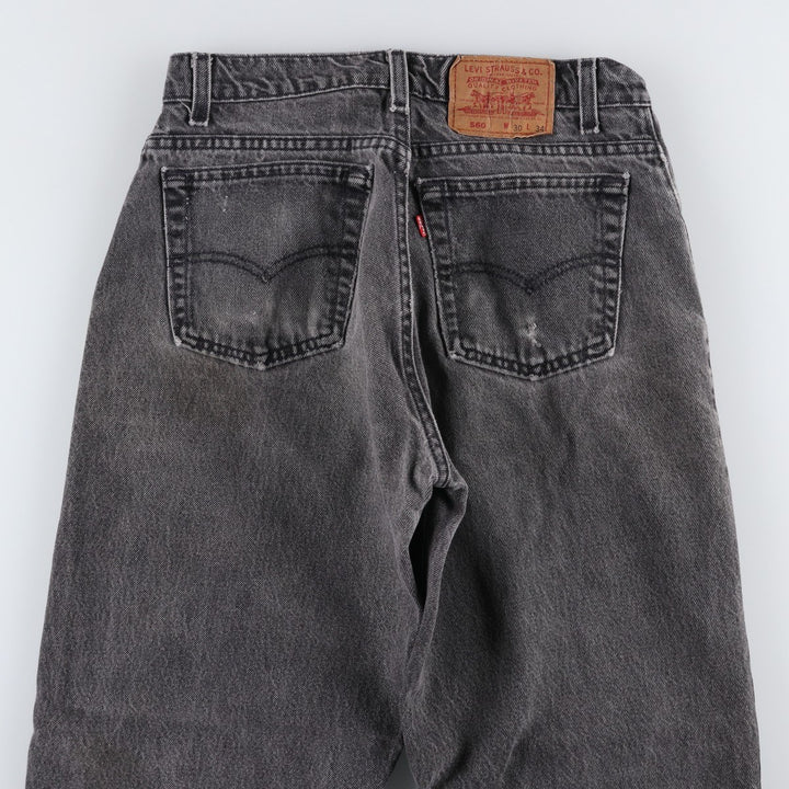 1990'S Levi's 560-0260 Black Denim Tapered Jeans, Made in USA, Men's W30 (approx.), Vintage cotton black type Vintage Second Hand